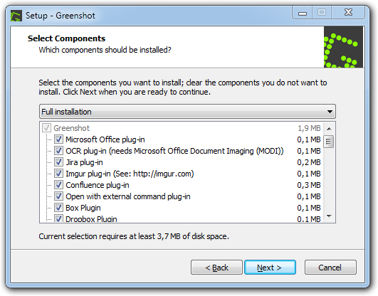 greenshot dropbox plugin